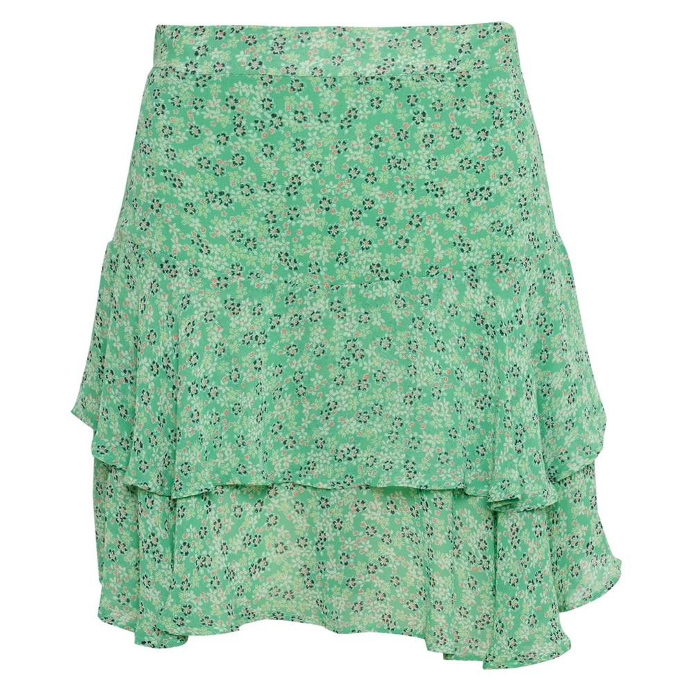 Green Floral Ruffle Skirt